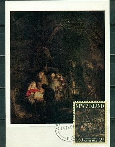 Новая Зеландия, 1960, Рождество, Живопись Рембрандт, Картмаксимум